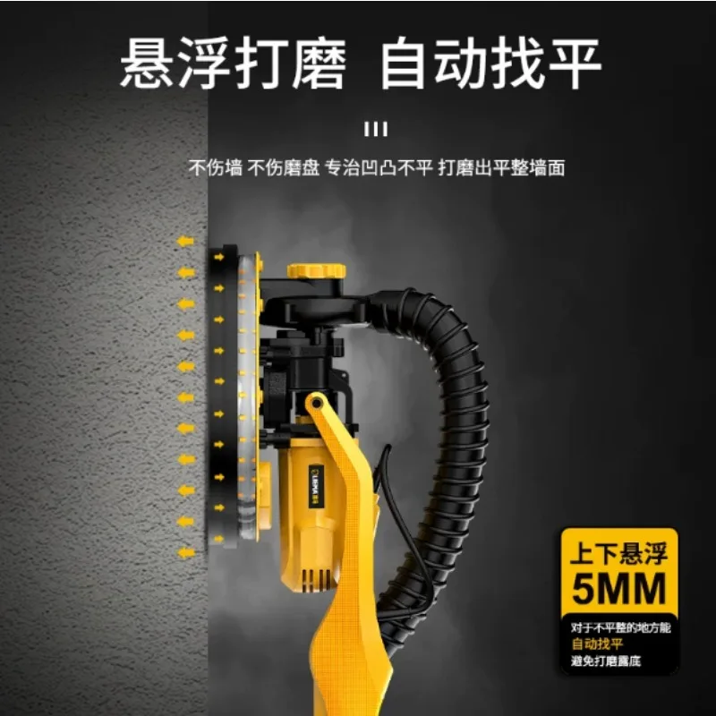 Self‑dust‑absorption Drywall Sander, Handheld Long‑pole Putty Sanding Polisher for Wall Ceiling Surface Work