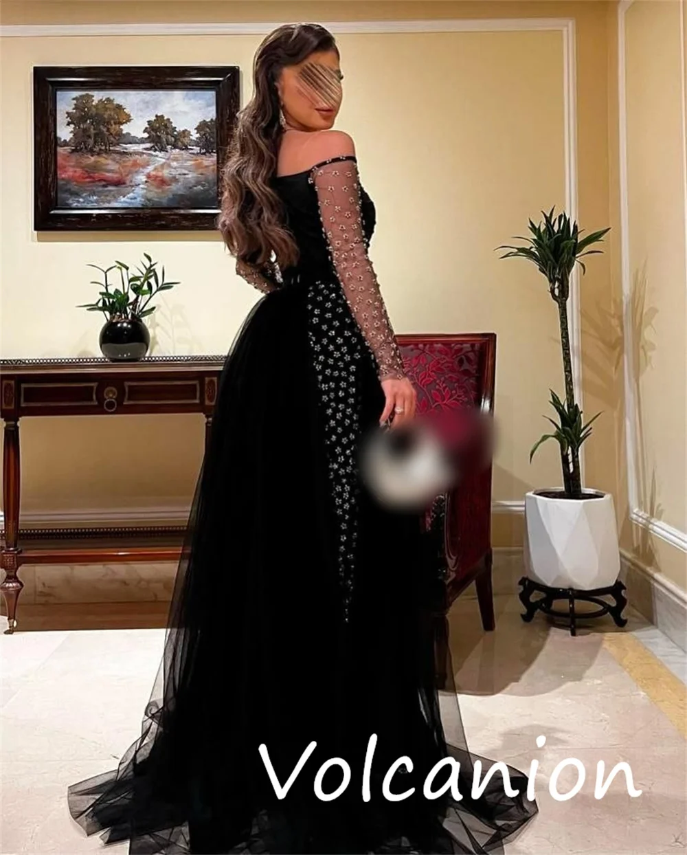 カスタマイズされたスパークルシンプルなネットスパンコールプリーツAラインオフショルダーロングドレスオーダーメイドの機会高品質