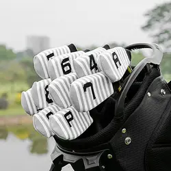 Golf Club Head Covers 10Pcs Golf Iron Covers Knitted Socks Shape Golf Putter Headcovers Club Head Protector with Number Tag