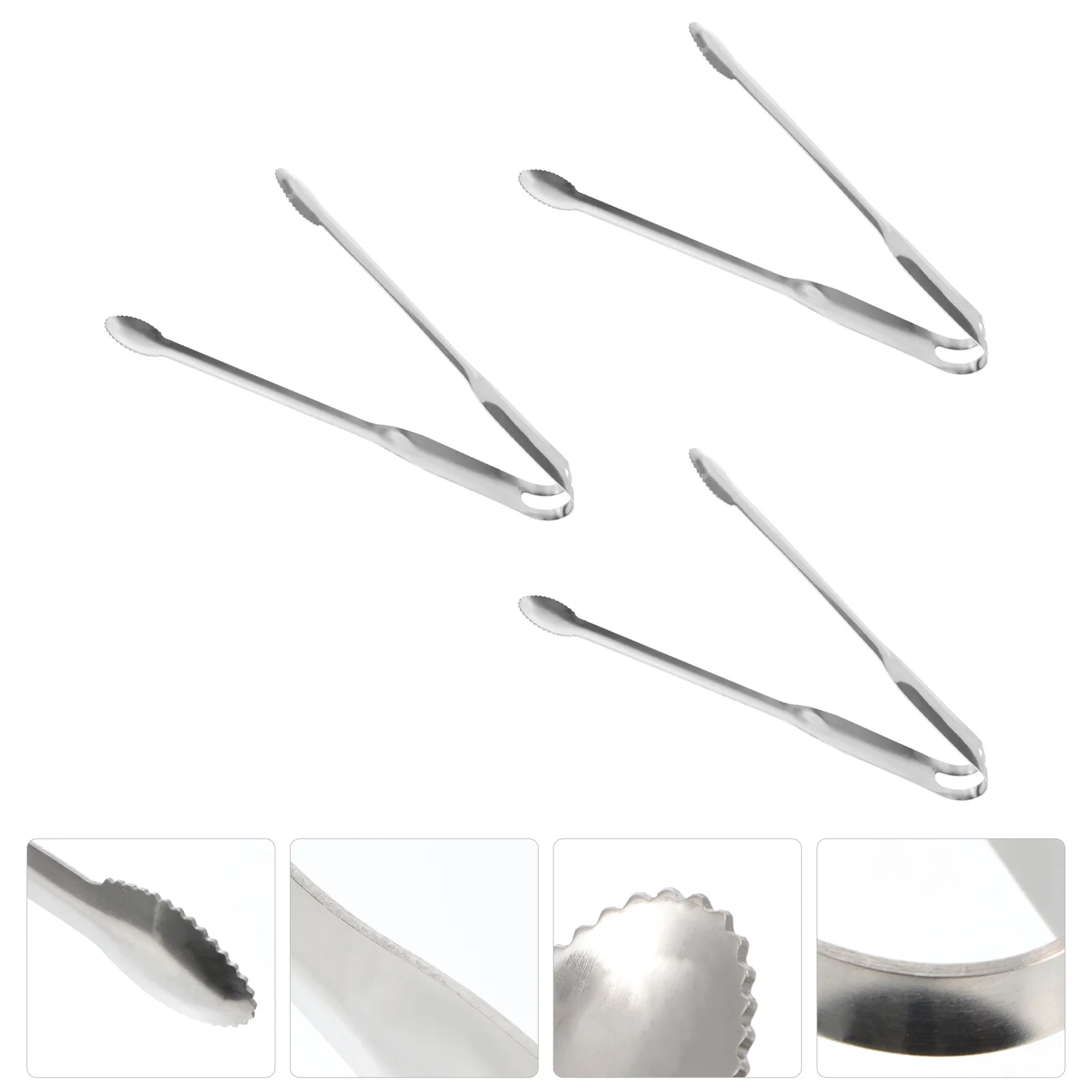 

3 pcs Stainless Steel Bbq Tong Rounded Edge Non-Rust Kitchen Serving Tool For Grilling Steak Bread Sushi Fried Chicken Buffet