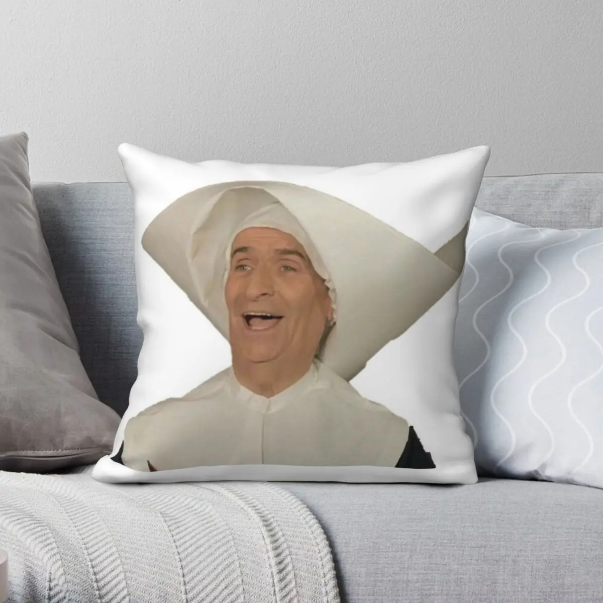 Louis De Funﾨs Good Sister Square Pillowcase Polyester Linen Velvet Pattern Zip Decorative Pillow Case Home Cushion Cover