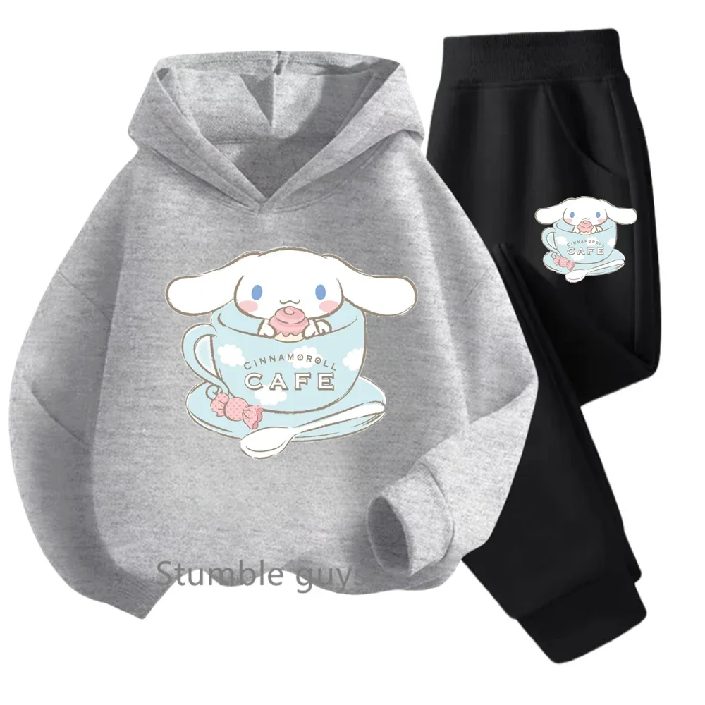 

Kawaii детский комплект с капюшоном Cinnamoroll, одежда для девочек, толстовка, одежда в стиле аниме для мальчиков, теплый пуловер