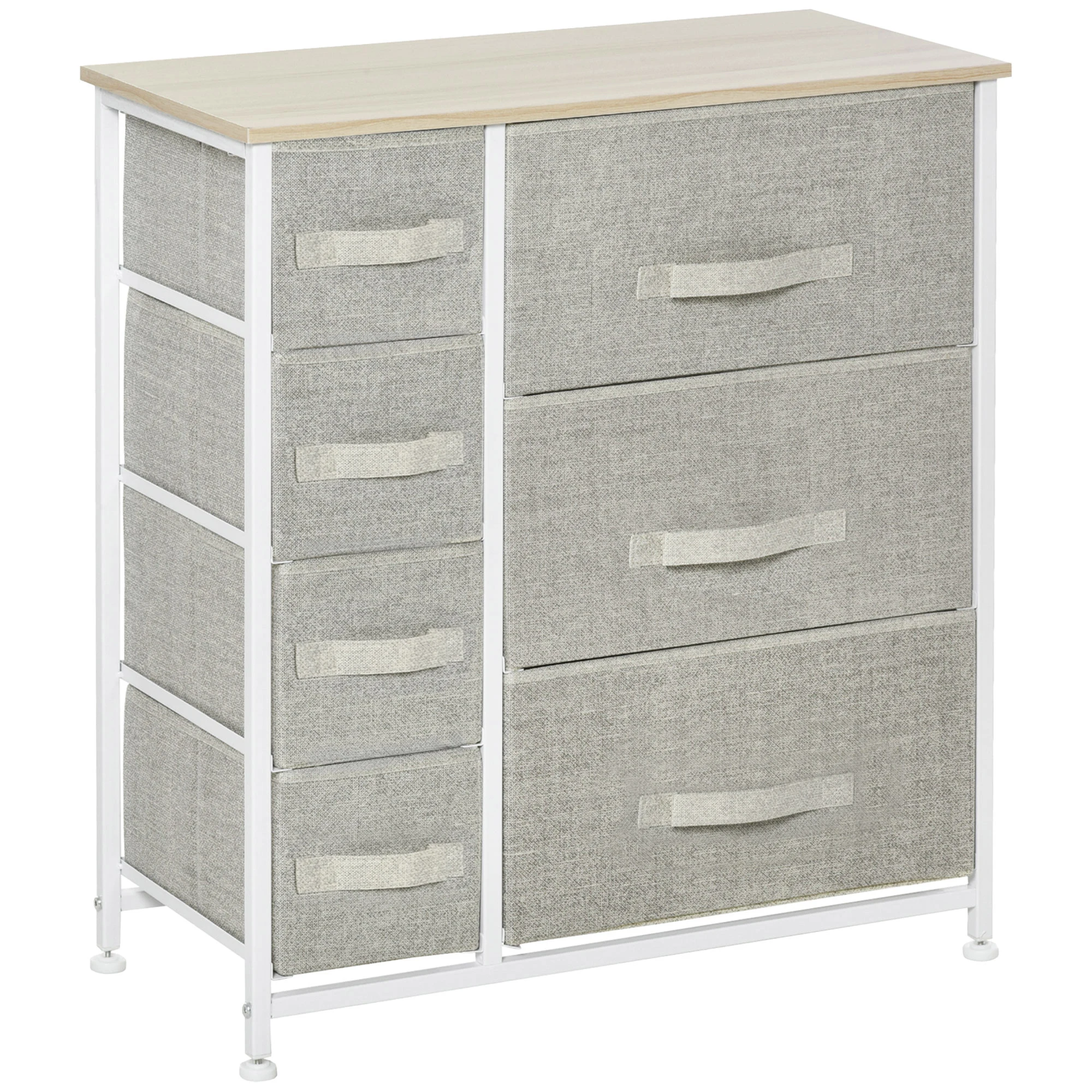 HOMCOM Cómoda con 7 Cajones de Tela Dormitorio Salón Pasillo 63,5x30x71cm Gris