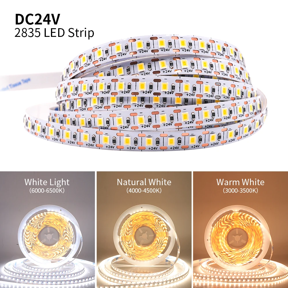 

DC24V LED Strip Light 5mm 8mm PCB Width Flxible LED Tape SMD2835 120LEDs/m White LED Lights 3000K 4000K Cabinet Light Stripe