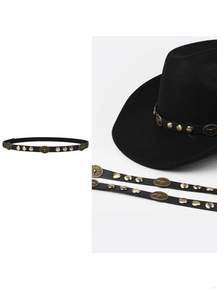 Hat Band With Head Medallions Cosplay Decors for Western Hat Trim Update 6XDA