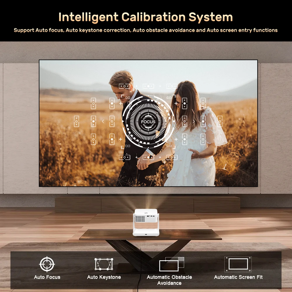 โปรเจคเตอร์ Everycom D1W 4K 1080P โฮมเธียเตอร์ 600ANSI มินิพกพา LED วิดีโอ บีมเมอร์ โฟกัสอัตโนมัติ Keystone ปิดผนึกอย่างสมบูรณ์