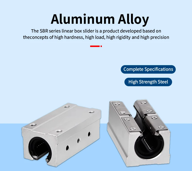 Optische Achse Offenes Lineares Gleitlager SBR12/16/20/25/30LUU Verlängerte Aluminiumlegierung Hochpräzise Austauschbar – Detail 5