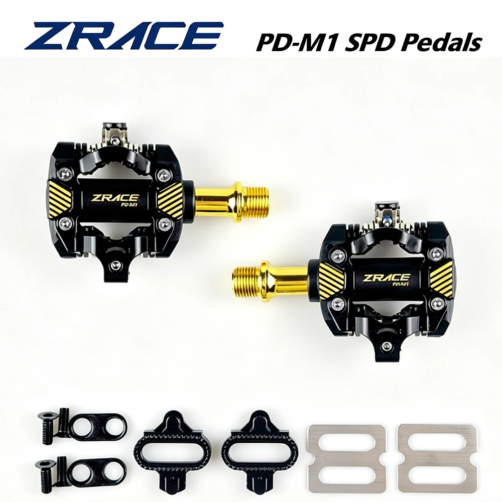ZRACE PD-M1 SPD Pedals - GOLD, Self-Locking Pedals MTB Components Using for Bicycle Racing Mountain Bike, 332g