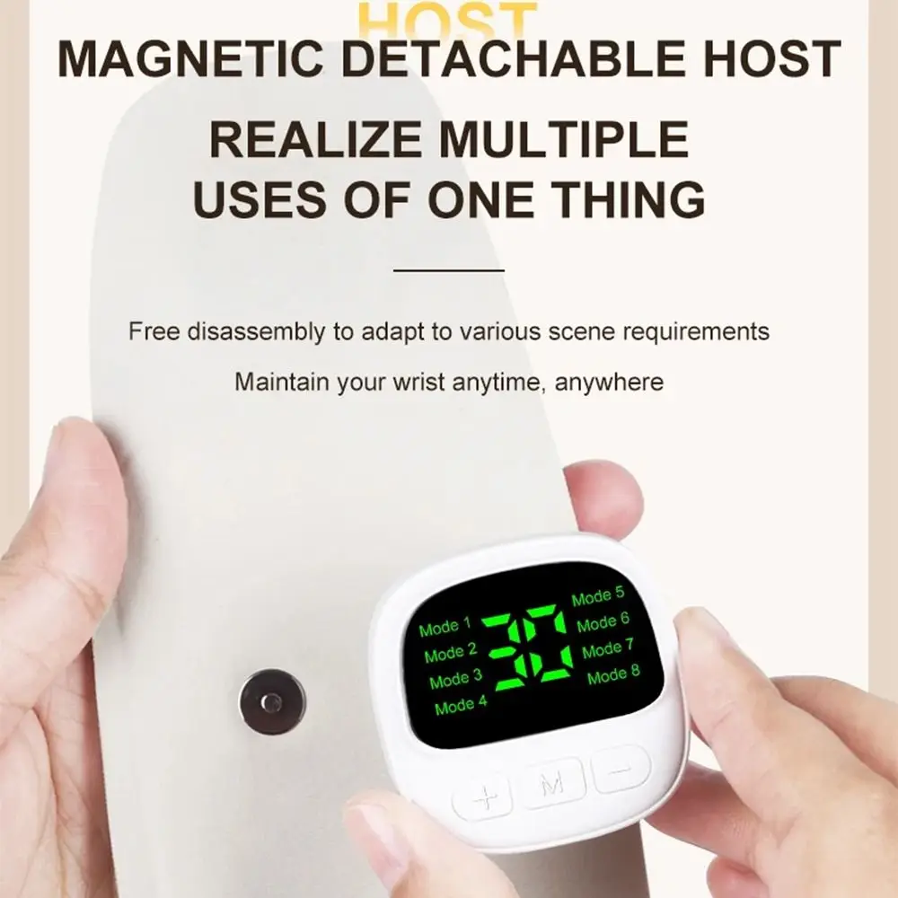 

Cordless Wrist Massager 8 Mode USB Rechargeable Hand Massager Straps Wraps Soft Hand Massage Instrument Wrist Sprain