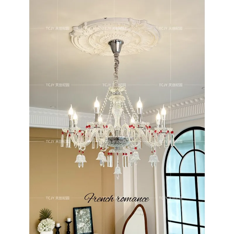 French crystal living room chandelier retro court wind lamp bedroom light luxury dining room lamp atmosphere high-end villa lamp