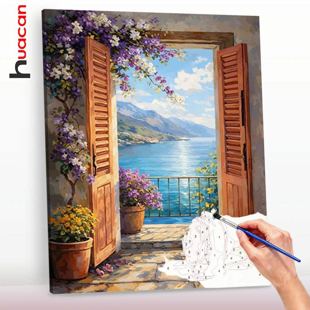 

Набор для рисования по номерам Huacan: пейзажи и цветы на холсте, подарочный набор для творчества ручной работы ﻿ ﻿ ﻿