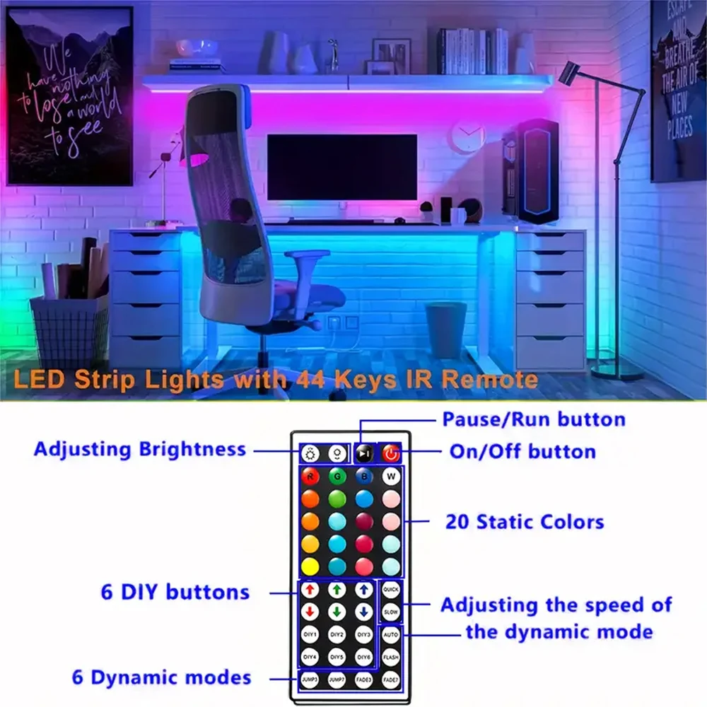 LED Strip for Room Decoration TV Backlight Bluetooth Remote LED 1m 2m 3m 4m 5m RGB Tape LED Strip Light 5050 Color for Christmas