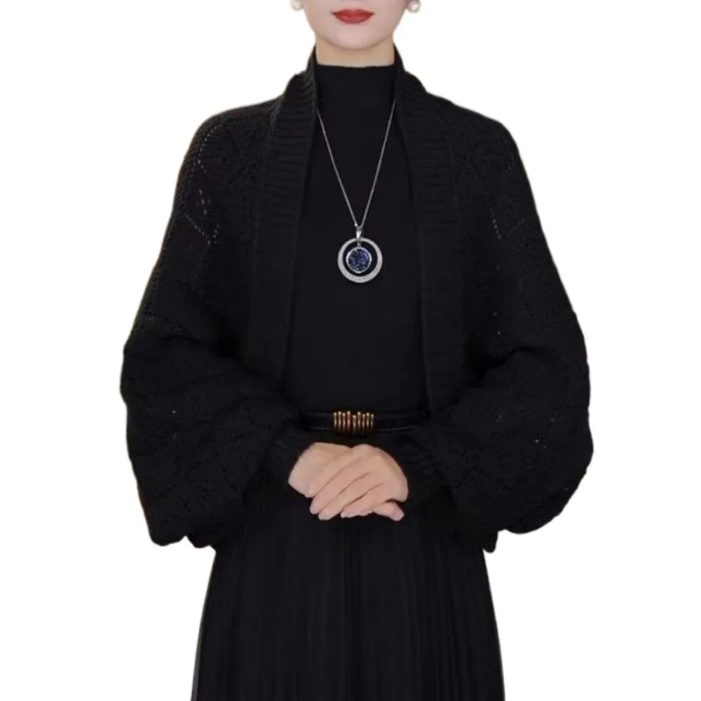 Hollow Out Knitted Cardigan Long Sleeved Loose Fit Crochet Cardigan Fashion Soft Material Shawl Cardigan Spring Autumn
