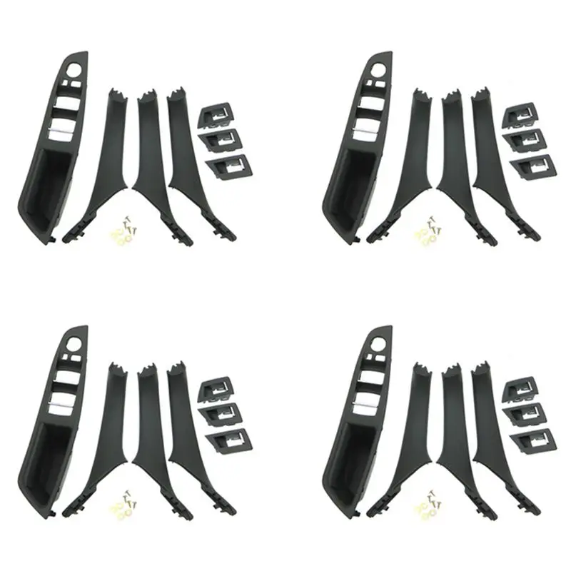 A03Z-4 Set RHD Car Interior Door Handle Inner Door Panel Pull Trim Cover For -Bmw 5 Serie F10 F11 520 525 Black RHD