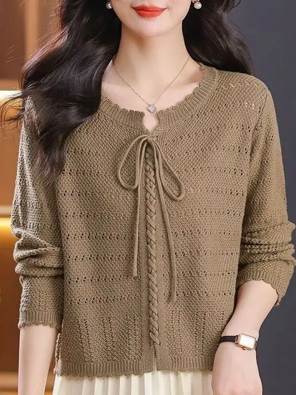 

Trendy Tie-Dye Thin Long Sve Knitted Sweater ort Versatile Base irt Women's Spring Autumn New Sle Soft Comfortable K...