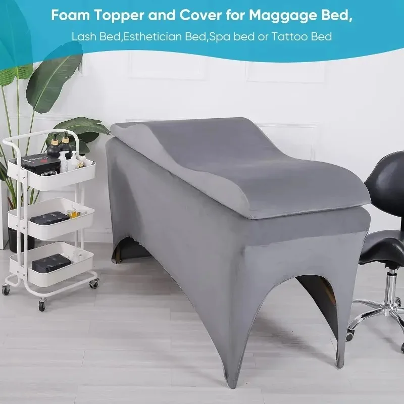 Lash Bed Topper and Bed Cover, Ergonomic Curvy Massage Table Cushion, Eyelash Mattress Bed for Beauty Salon Customized