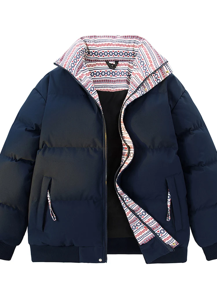 Fashionable American High Street Cotton Jacket for Couples Autumn Winter New Style Stand Collar Bread Style Women's Men's Coat