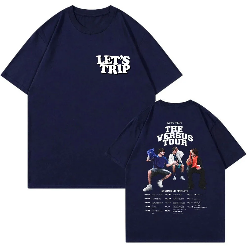 Sturniolo Triplets Merch Let\'s Trip 2023 The Versus Tour T-shirt Girocollo Manica corta Streetwear Uomo Donna Tee Abiti di moda