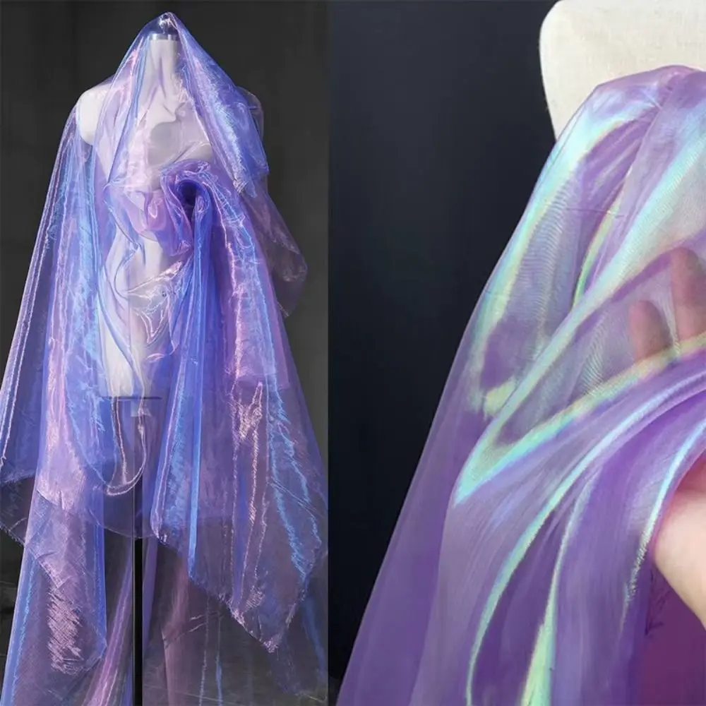 Tulle Shiny Laser Tulle Transparent Thin Organza Fabrics Decor Voile Stage