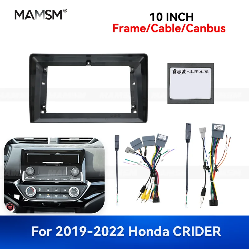 MAMSM 10 inch For Honda CRIDER 2019-2022 Android Car Radio Fascia Stereo Frame GPS MP4 Multimedia Wiring Harness Canbus box kit