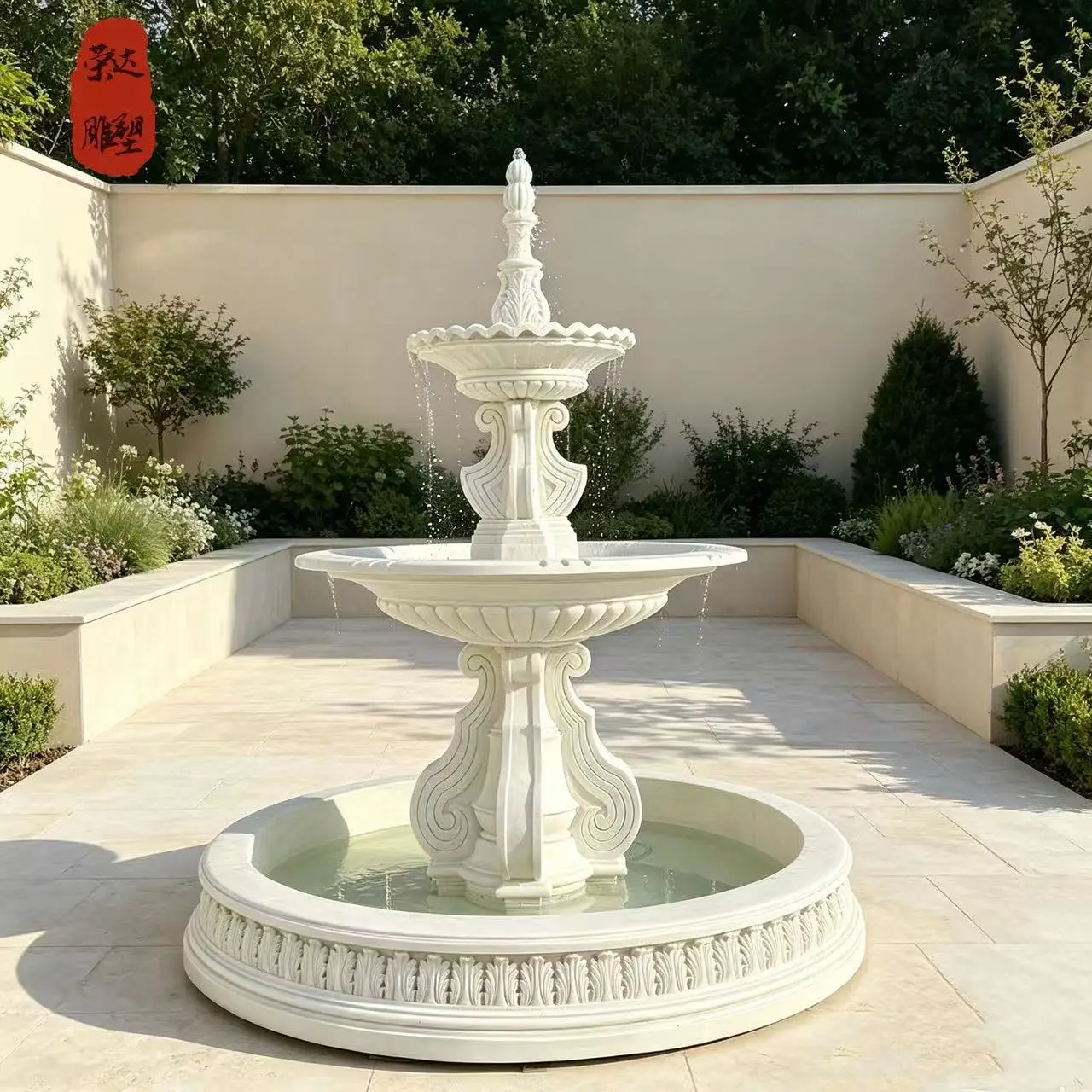 HYS outdoor European multi-layer water fountain, courtyard fish pond landscaping sculpture wishing pond garden landscape