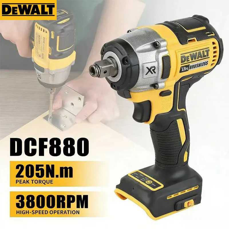 

Бесщеточный электрический гайковерт DEWALT DCF880, 205 Нм, беспроводной ударный гайковерт, многофункциональный портативный электроинструмент для аккумуляторов 18В/20В