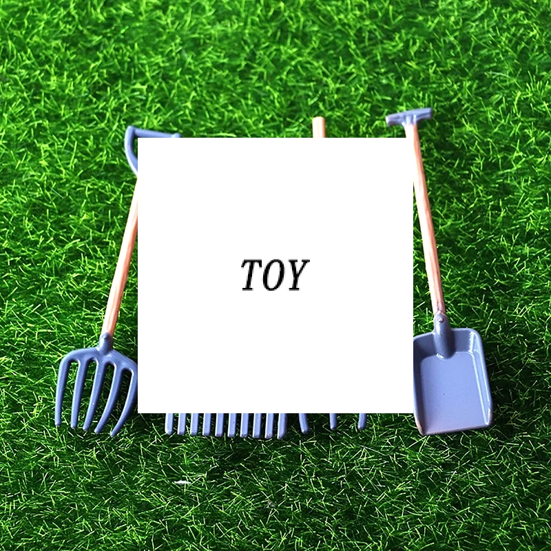 Conjunto de brinquedos de decoração de fazenda em miniatura, 4 peças 1:12 ferramentas de jardinagem para casa de bonecas pá ancinho enxadas modelo casa de boneca detalhes