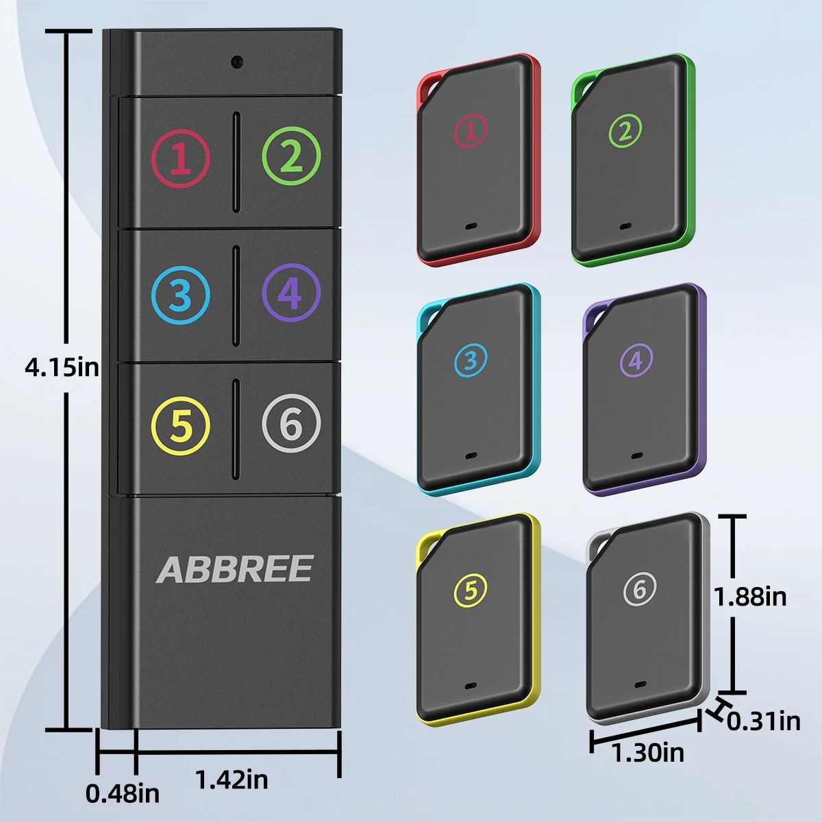 ABBREE Wireless Key Finder Tracker Remote Control RF Key Locator Anti-loss Devices Pet Wallet  1 RF Transmitter 6 Receiver Child