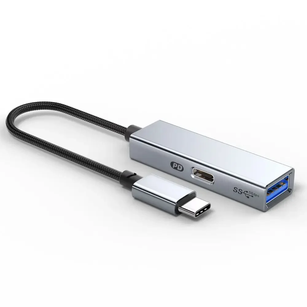 

USB 3.2 Type-C HUB 5Gbps PD Charging 60W 2 in 1 OTG Adapter High Speed Aluminium Alloy USB C Docking Station