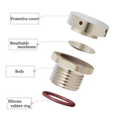 วาล์วระบายอากาศแบบป้องกันการระเบิด IP68 พร้อมเมมเบรนน้ำมัน, ปลั๊กระบายอากาศกันน้ำสแตนเลส 304 สำหรับการปรับสมดุลแรงดัน 2 ทาง