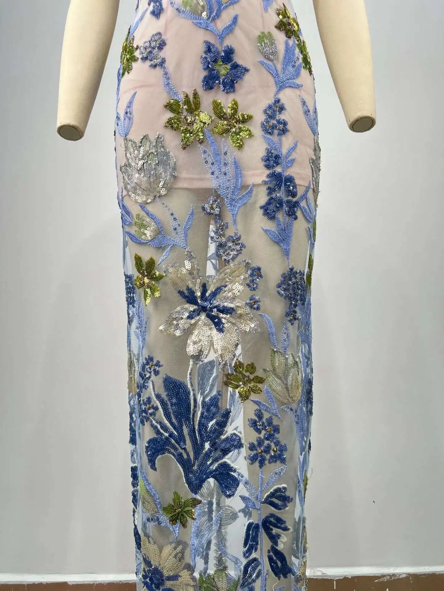 LEOSOXS 2025 New Strapless Floral Sequin Evening Dress Bodycon Fit Maxi Length Perfect for Cocktail Party Prom Nightclub