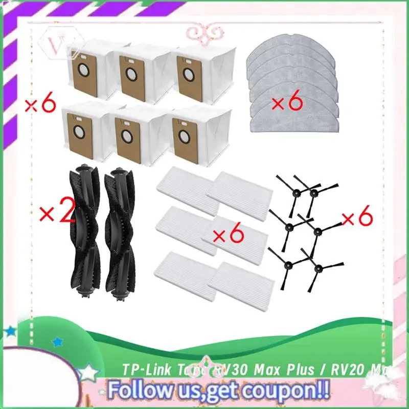 

Durable For RV20 Max Plus / TP-Link Tapo RV30 Max Plus / RV30 Max / RV20 Max Robot Vacuum Main Side Brush Mop Filter Dust Bags