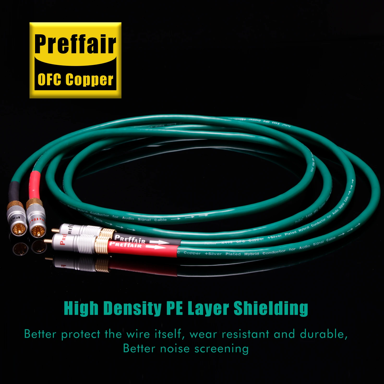 زوج RCA إلى RCA ربط كابل الصوت كريستال النحاس ألياف الكربون الروديوم مطلي سدادة RCA للمسرح المنزلي DVD TV مكبر للصوت