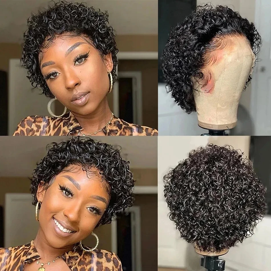 Wholesale Cheap Pixie Curls Full Lace Frontal Wig With Baby Hair Big Lace Size 13*4 Lace Front Wig Human Hair Bob Wigs For Women