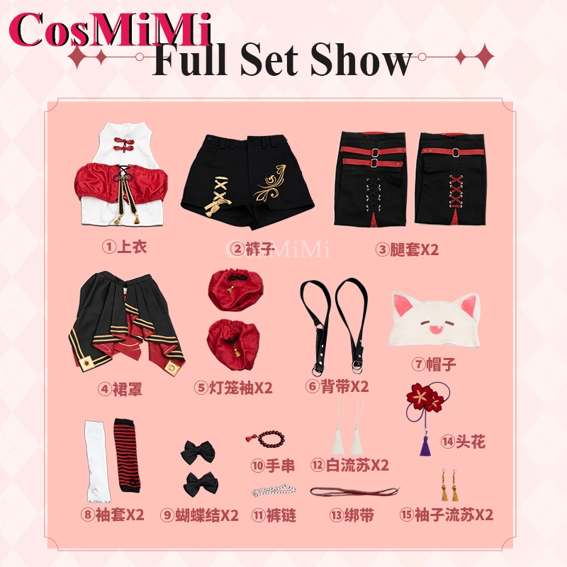 CosMiMi Hu Tao Cosplay gra Genshin Impact kostium produkt pochodny fajny piękny kombinezon codzienny strój rekreacyjny modna odzież