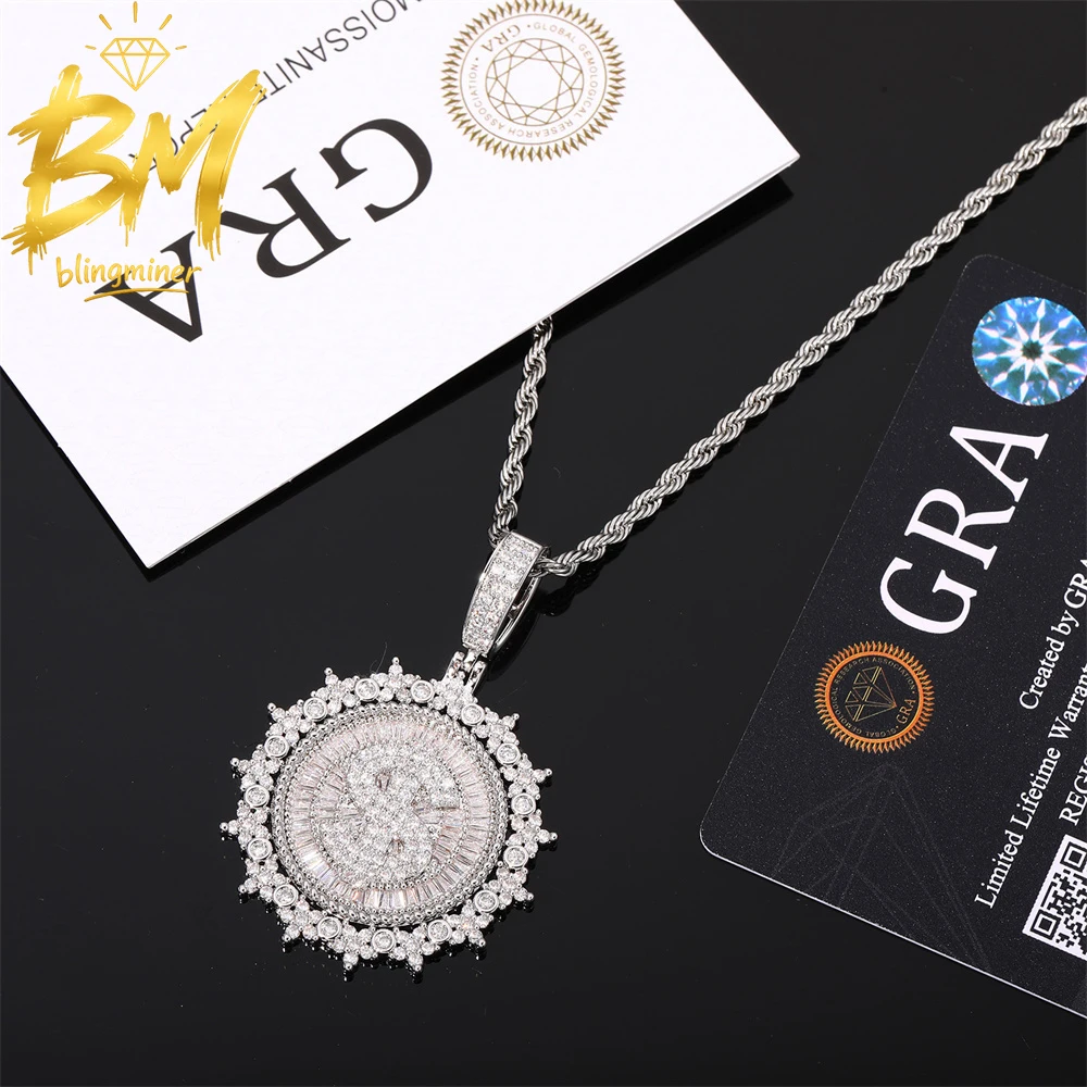 Blingminer Rainbow Color Cross VVS Moissanite Pendant For Men Women S925 Silver Pendants  Pass Diamonds Tester Free Shipping