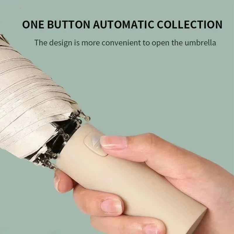 24 Bone Solid Color Automatic Umbrella Light Collapsible Large Format Outdoor Sunshade UV Protection Automatic Umbrella 2025 Hot
