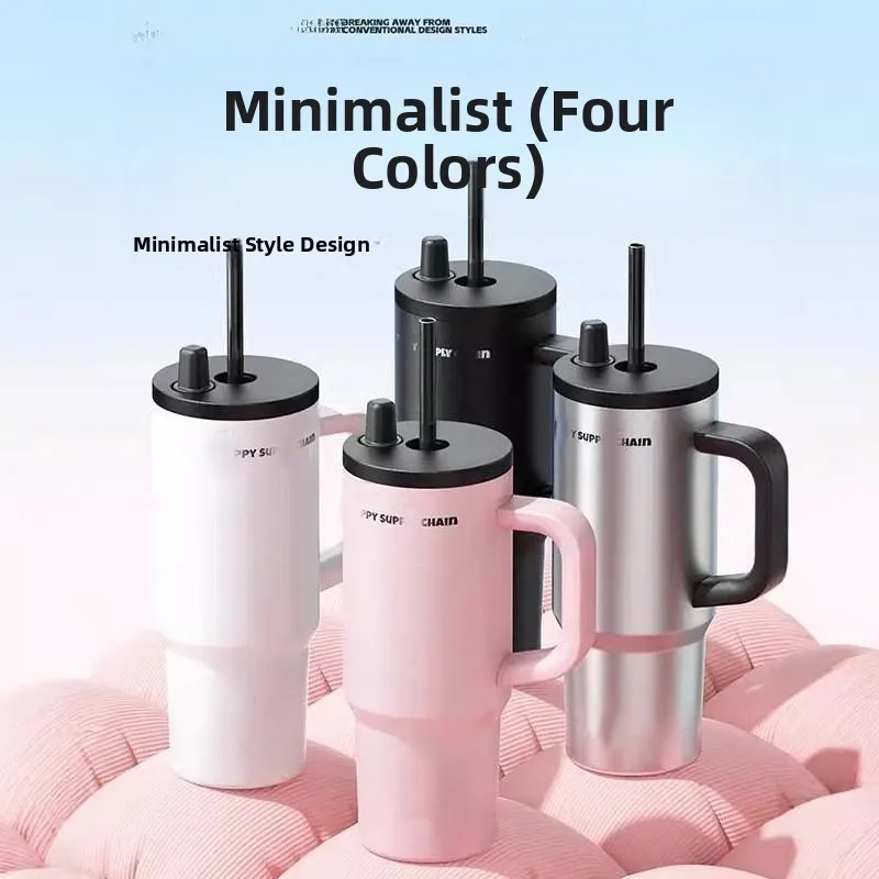 

High Aesthetic Value Large Capacity Stainless Steel Insulated Coffee Cup Outdoor Ice Dominator Car Cup Women's Style Water Bo...