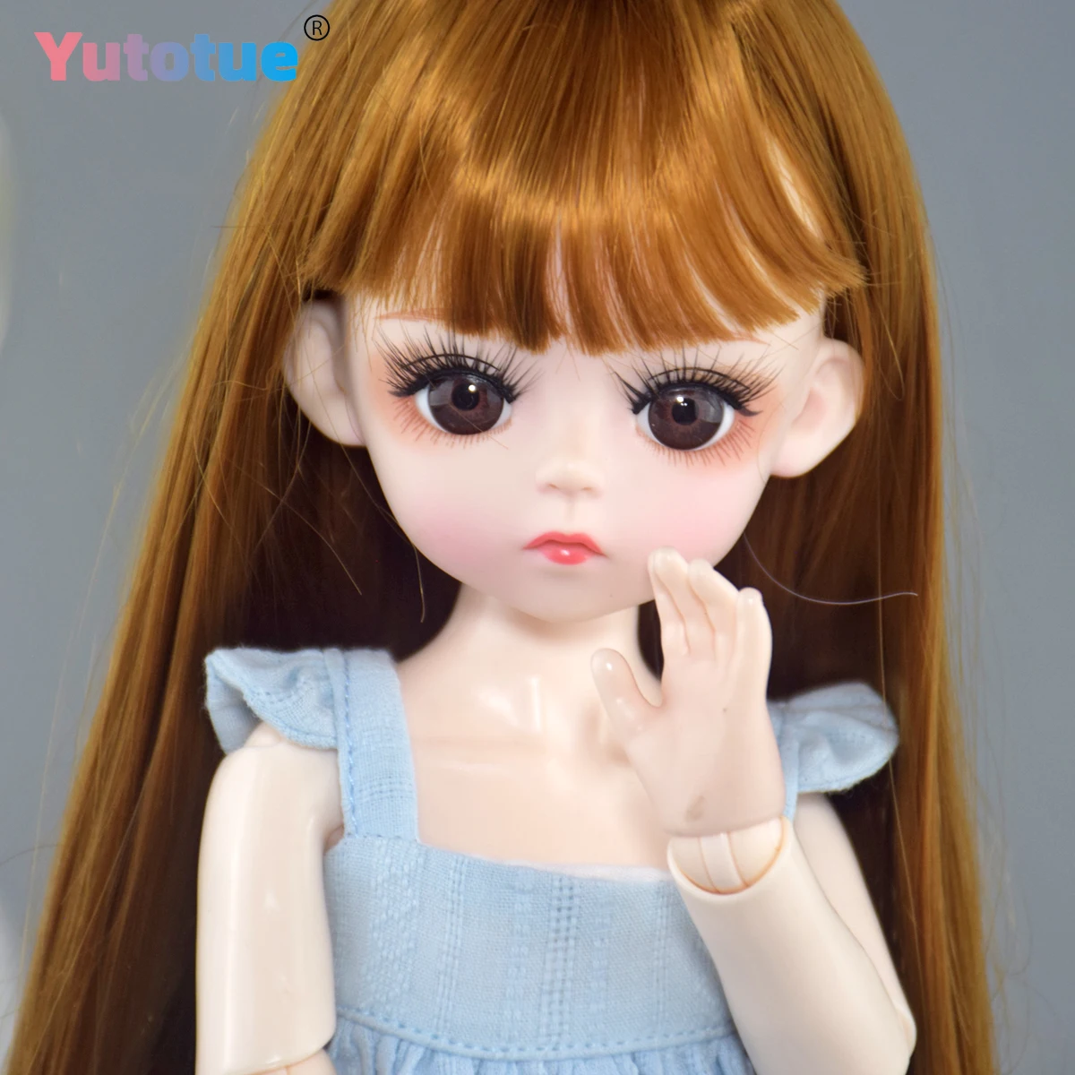 YUTOTUE 30cm Height Girl Doll with Makeup Face Dress Shoes Straight Hair Wig Full Set BJD Toy