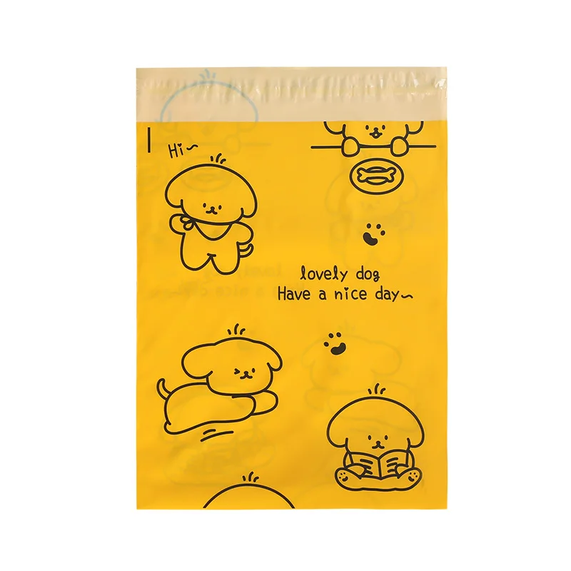 Cute Dog Printed Cartoon Express Delivery Bag 50Pcs Clothes Logistics Packaging Pouch Waterproof Transport Courier Storage Pouch