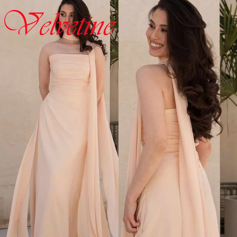 Customized Elegant Strapless Sleeveless Evening Dress High Quality Chiffon Homecoming Dresses Temperament Ribbons Party Gowns