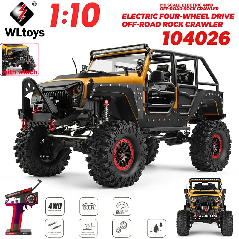 WLtoys 1/10 Scale 104026 High-Speed 2.4G 4WD RC Car with 550 Motor Remote Control Off-Road Rock Crawler Toy for Kids And Adults