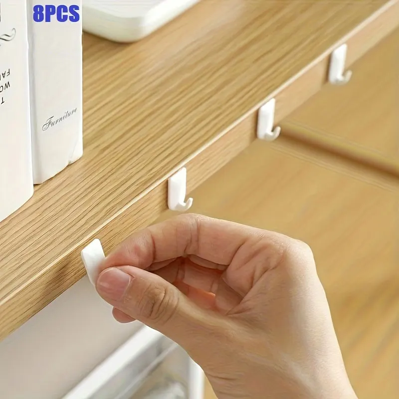 8PCS Mini Ganchos Adesivos Sem Costura, Adesivo Sem Perfuração, Suporte para Chaves Autoadesivo, Pequenos Ganchos Decorativos