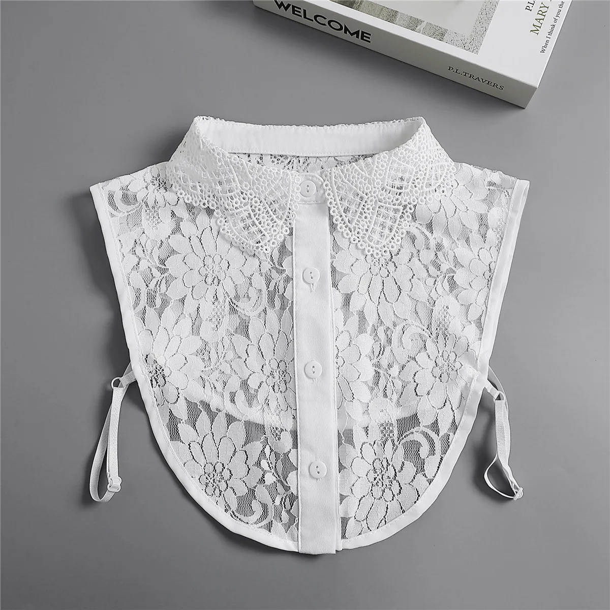 

Linbaiway Vintage Floral Lace Detachable Fake Collar for Women Solid Half Shirt Blouse Top Adjust Female Sweater Decoration