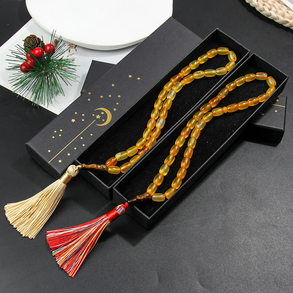 1PC8x12mm33 желтые каменные бусины Tasbih - подходят для поклонения и хвала. |   Подарок Ид, подходит для ежедневной молитвы, в подарочной упаковке.