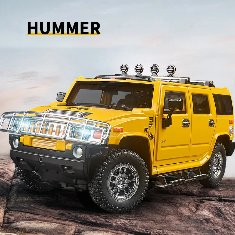 

Внедорожник HUMMER H2 Highway 61, модель автомобиля из сплава, литый под давлением металлический внедорожник, модель автомобиля со звуком и фотокопией, детская игрушка в подарок, 1/18