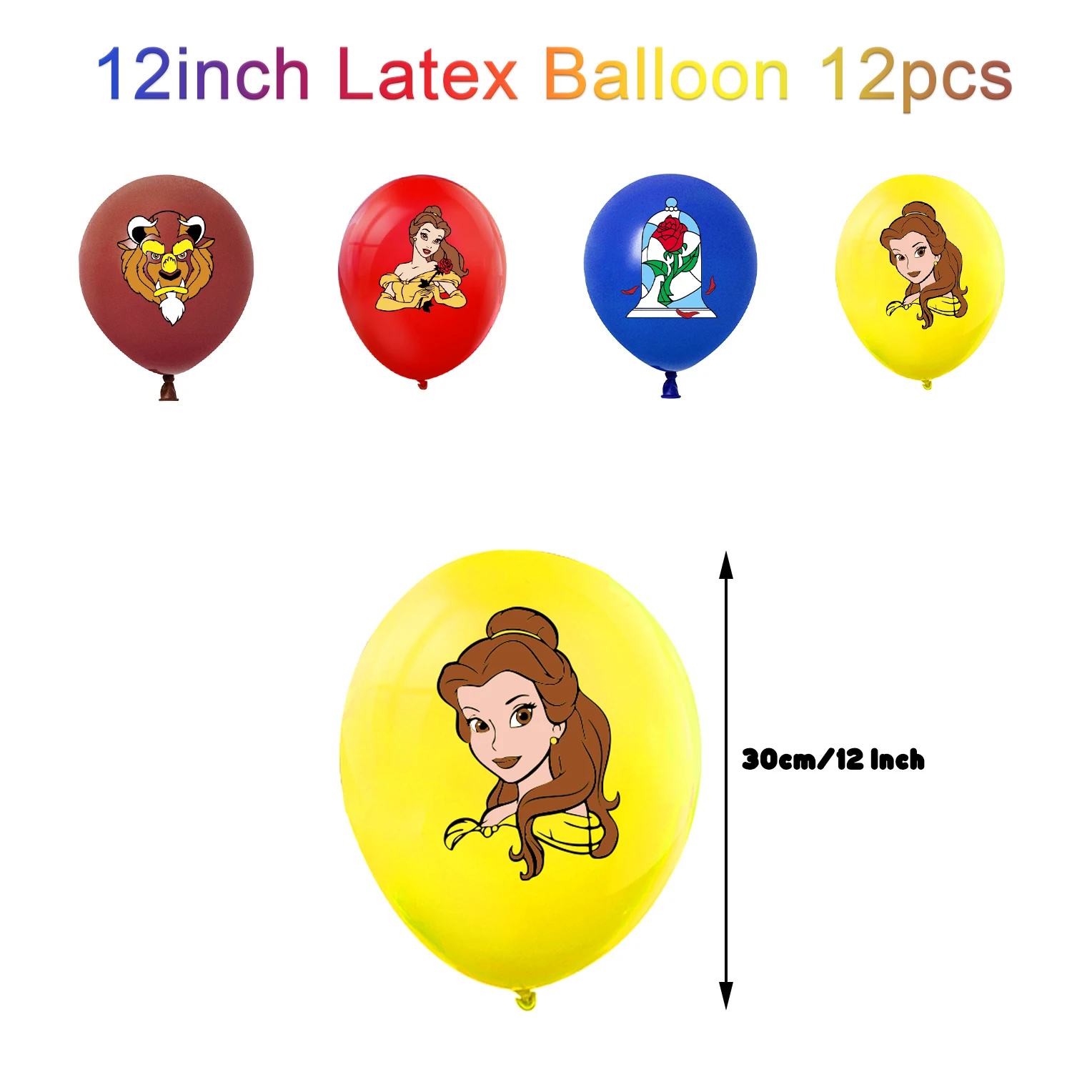 Beauty And The Beast Belle Princess Birthday Party Decoration Supplies Cake Decoration Banner Balloon Background Baby Shower