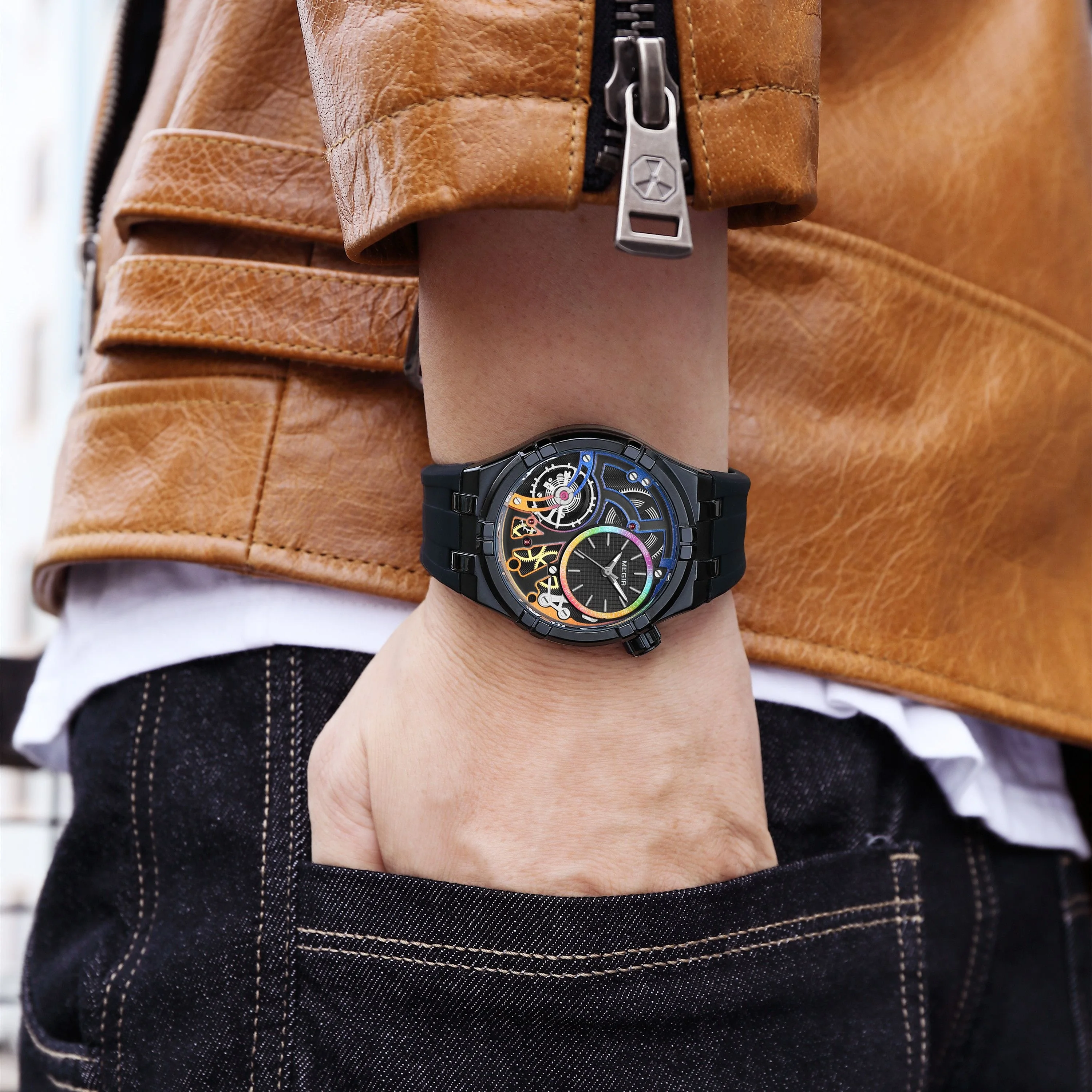 MEGIR Watch Waterproof Quartz Sport Wristwatch Luminous Hands Wholesale Cool Silicone Clock Relogio Masculino 8111 Luminous