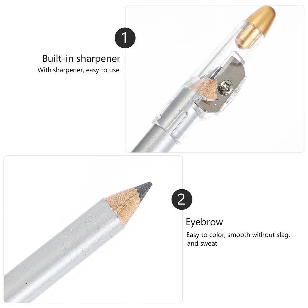 10 Stuks Waterdichte Wenkbrauwpotlood Ingebouwde Puntenslijper 2-In-1 Eyeliner Make-Up Tool Voor Natuurlijke langdurige Brow Eye Strokes