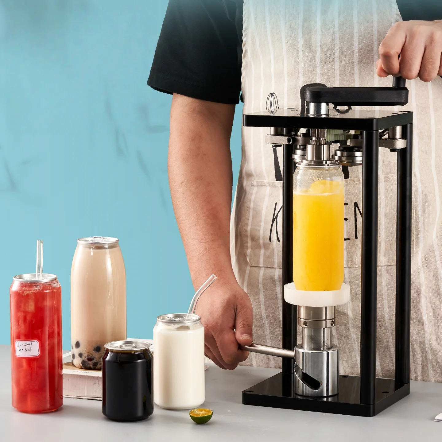Milk tea bottle manual capping machine, can press machine, joystick capping machine